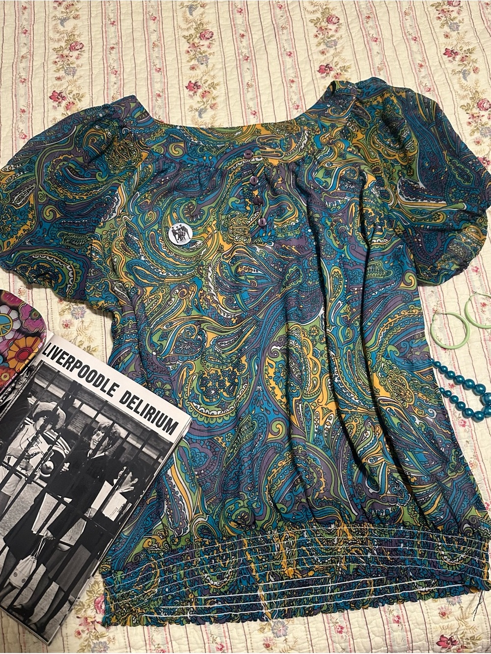 Moonlight Bay Paisley Babydoll Peasant Top Boho Hippie Festival Blouse 18W 20W
